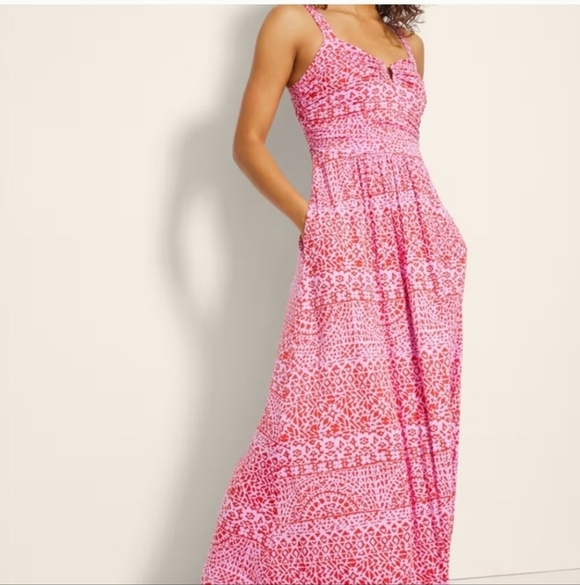 Soma Soft Jersey V Wire Maxi Bra Red and Pink Maxi Dress - Picture 11 of 12